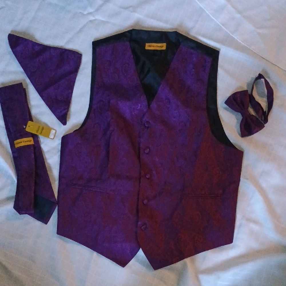 Elegant Purple Vest and Tie Set